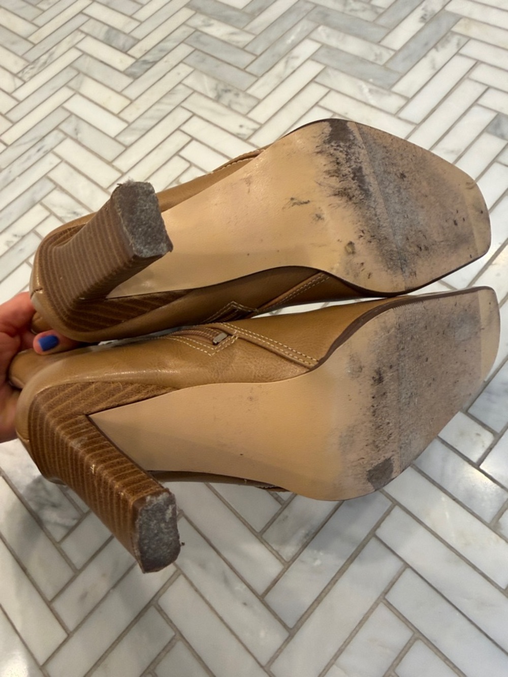 Paprika Tan Faux Leather Mid-Calf Heel Boots - Picture 6 of 6